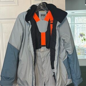 Helly Hansen Gray Jacket/Snow pants with Neon Accents like new